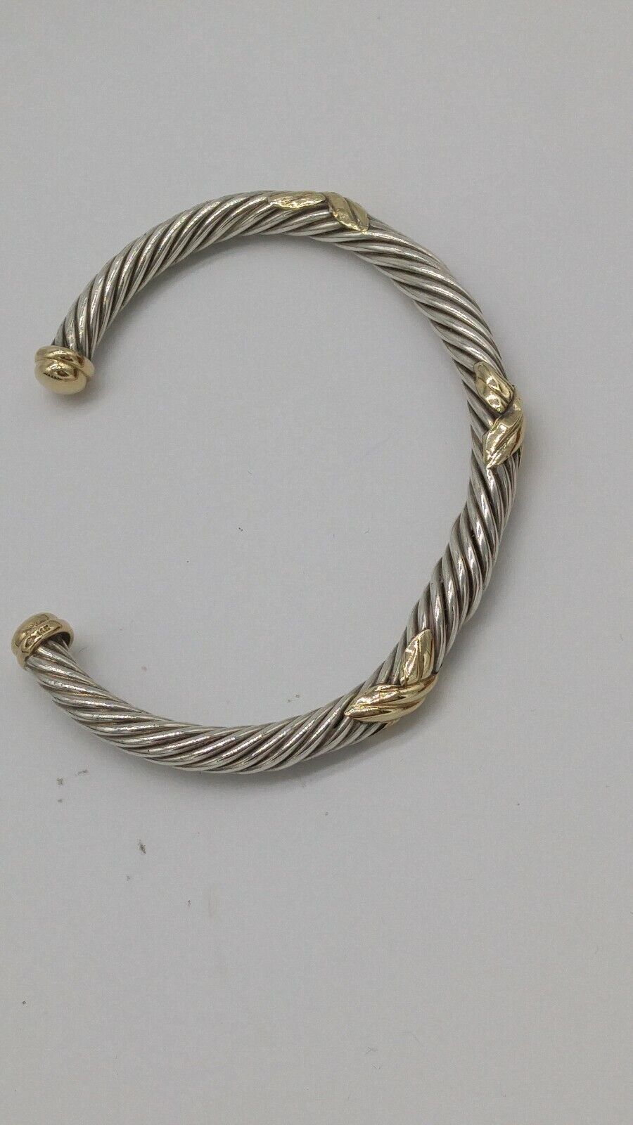 SS  and 14 k Cable Cuff Bracelet - image 3