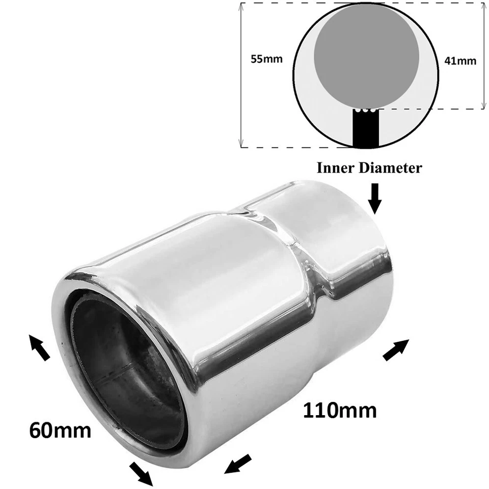 2x Exhaust Tip Trim Pipe Tail Muffler Chrome For Suzuki Grand Vitara Ignis Swift - Image 2 of 4