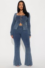 Your Muse Washed Sweater Pant Set in Blue