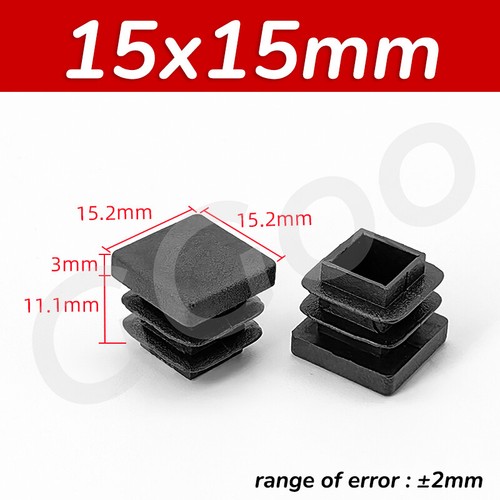 Square Plastic End Caps For Tubing Blanking Plugs Inserts Furniture Feet Black - Picture 7 of 31