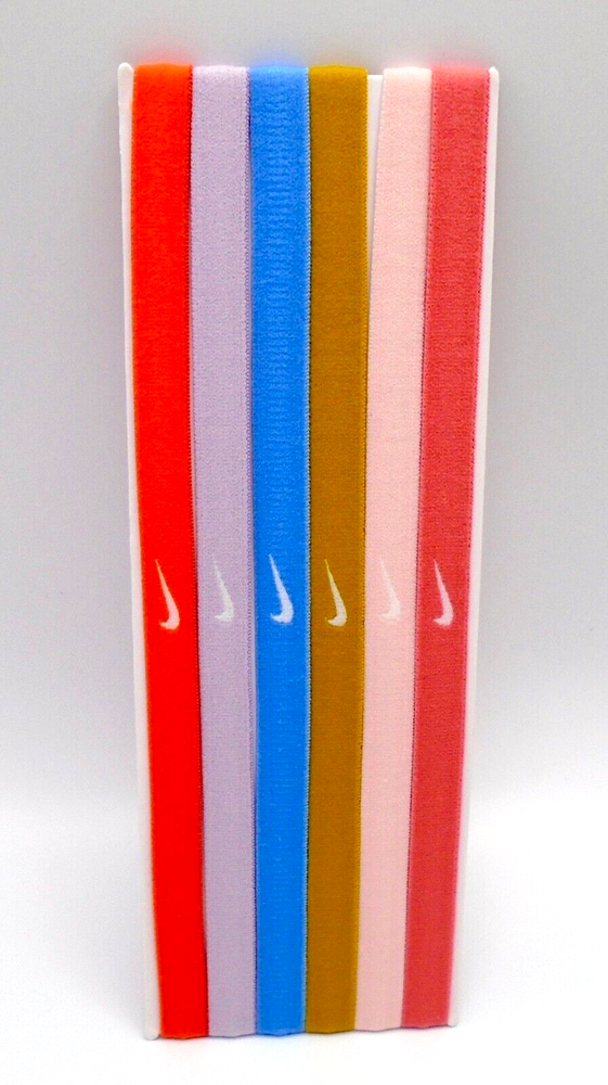 Nike 6-Pack Youth Kids Headbands in Rush Orange, University Blue & White