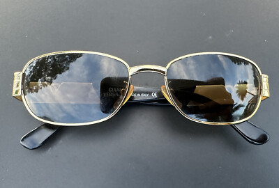 Vintage Versace Sunglasses 90s Biggie Black Gold Croc Gator Club