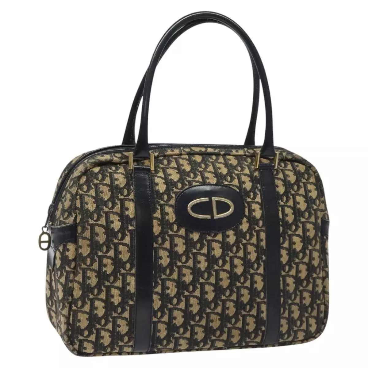 Sac à main Christian Dior trotteur toile bleu marine authentique 113634