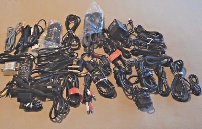 HUGE LOT OF RCA AUDIO COAX VIDEO CABLES HDMI PHONE LINES POWER SUPPLIES & MORE 