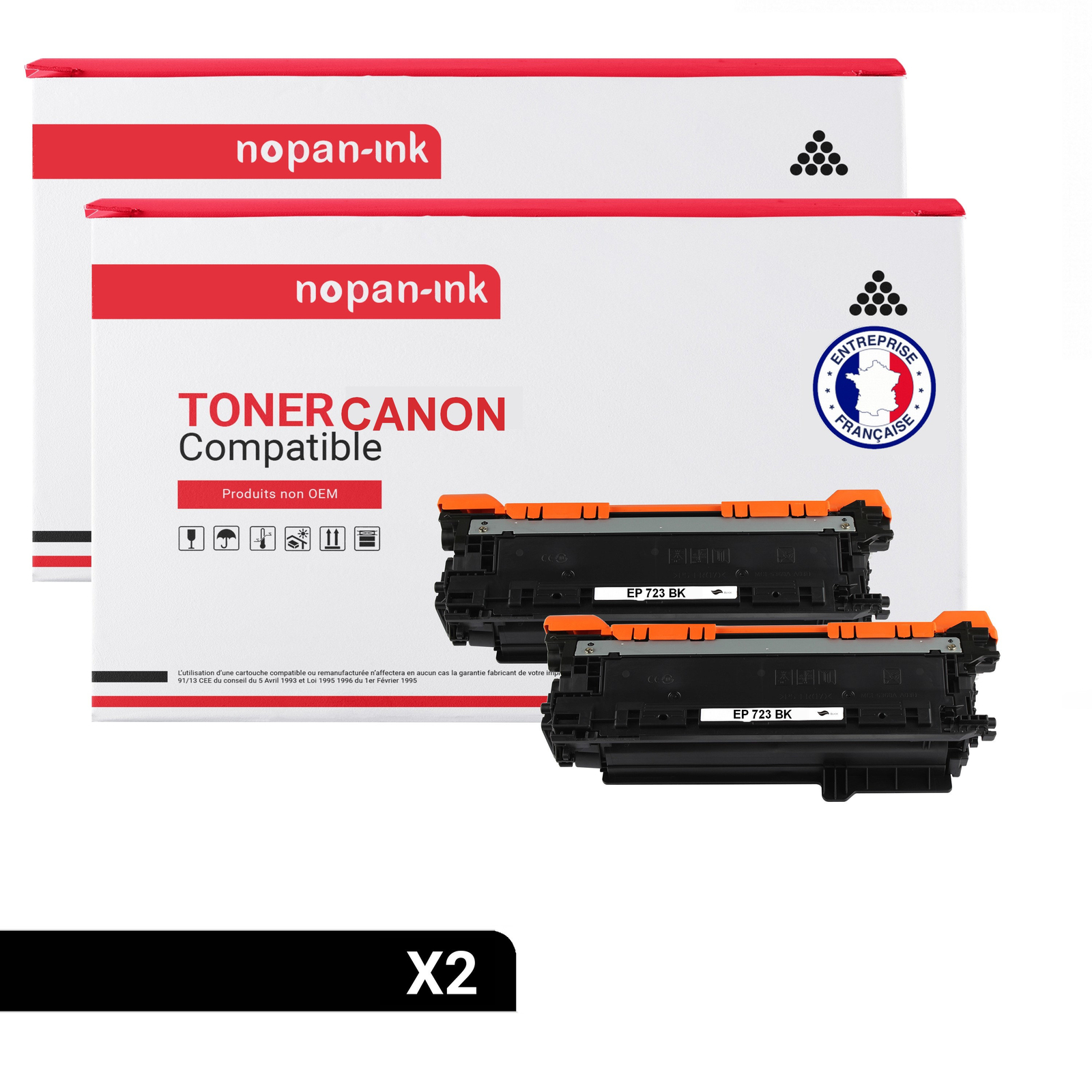 Toner CE250 2644B002 noir compatible imprimante laser Canon EP723 BK x2