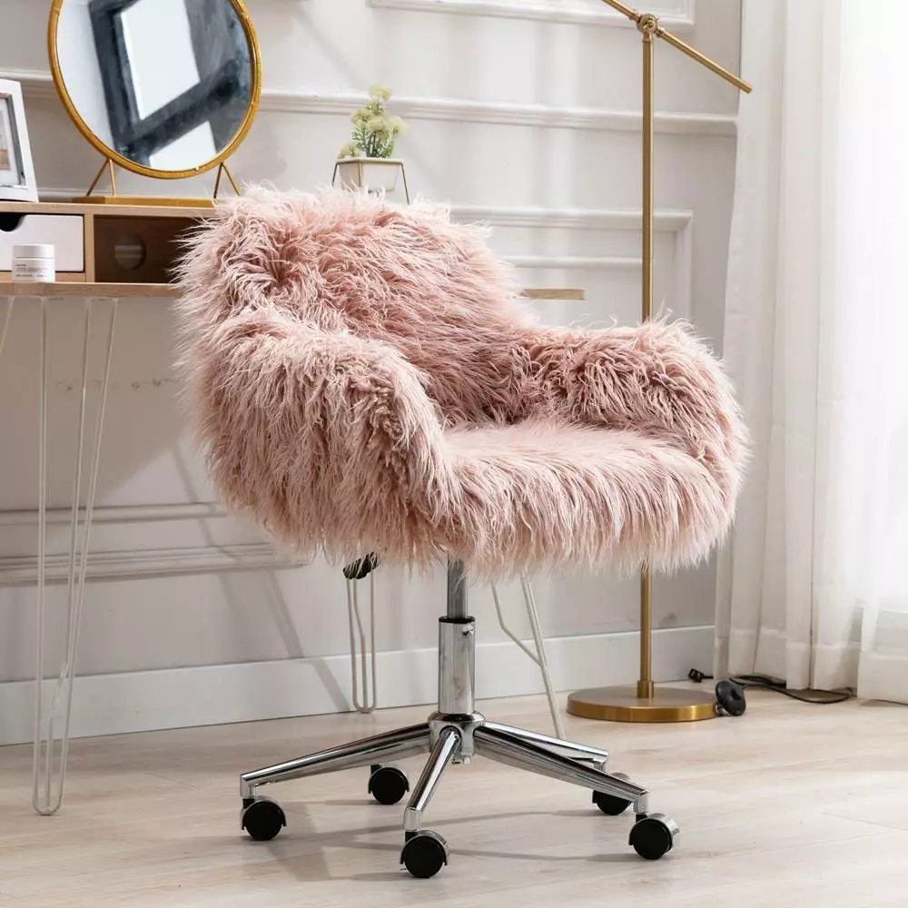 Vanity Stool Chair Dressing Room Make-up Stool Bedroom Office Chair Pink