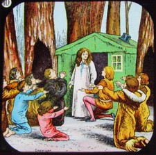 Glas Zauber Laterne Dia PETER PAN NO10 C1910 EDWARDIANISCHE ZEICHNUNG MÄRCHEN