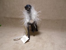 FANCY BLACK GREYHOUND WHIPPET PLASTIC 3.5  X 4.5  ORNAMENT HOLIDAY TIME CB687 
