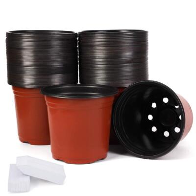 100-Pack 6 Inch Plastic Nursery Pots Come with 100 Pcs Labels Seedling Flower...