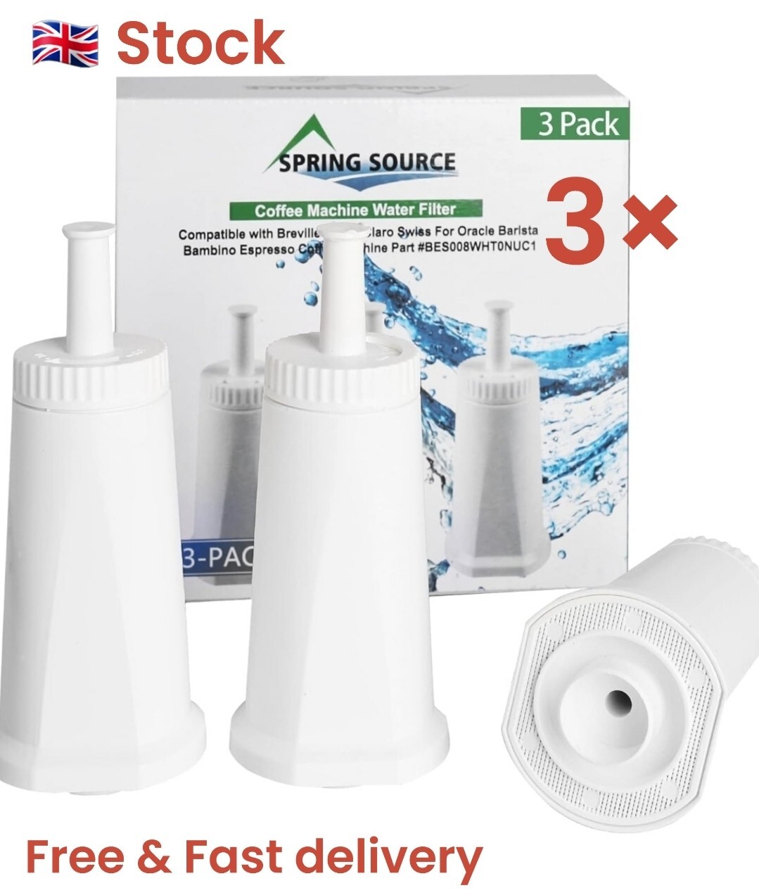 3 x Cartucce Filtro Acqua per Macchina Caffè Espresso Salvia Barista Claro Swiss