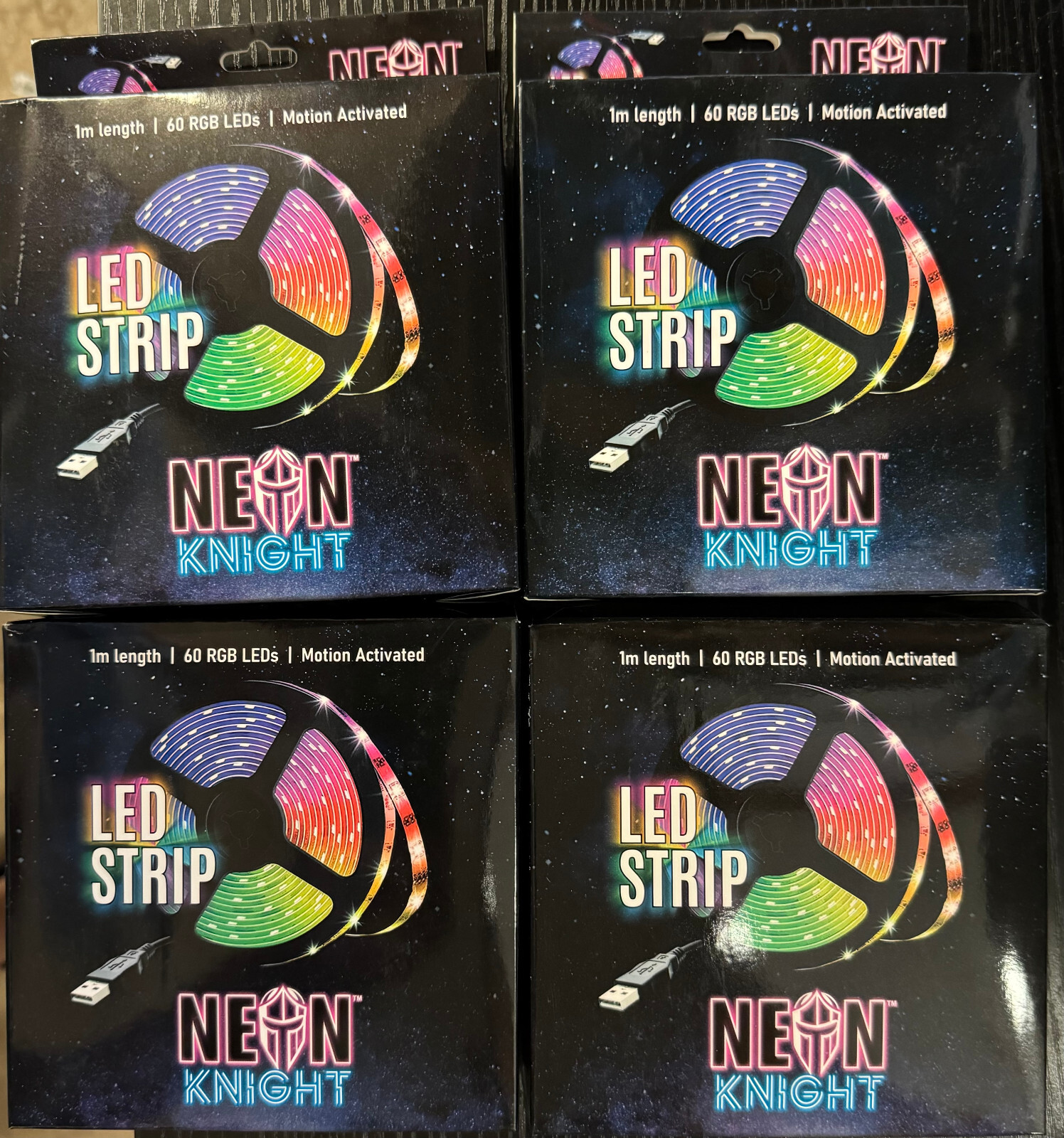 4/$19.99 Neon Knight LED Strip 1m Length/60 RGB LEDs/Motion Activated ...