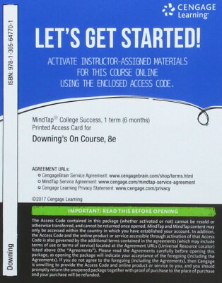 MindTap College Success, 1 term (6 months) Printed Access Card for Downing's On