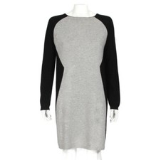 CHELSEA & THEODORE 100% Cashmere Black Gray Mod Back Zip Mini Dress sz M /044
