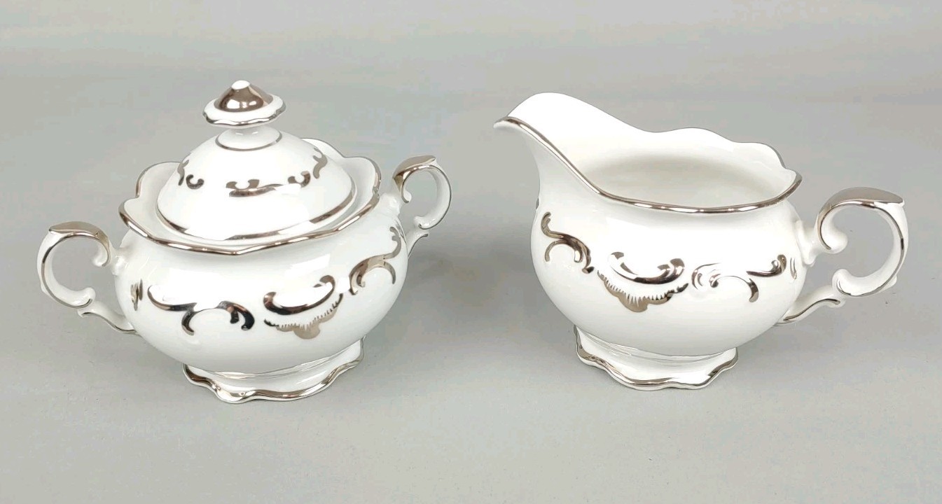 Vtg Schumann Arzberg Germany PLATINUM ELEGANCE Cream & Sugar Set Discontinued