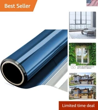 Elegant Daytime Privacy Window Film - 6 Mil Heat Control, Blue & Silver Design