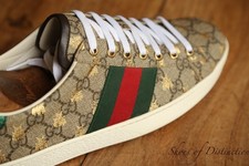 Gucci Ace GG Monogram Bee Leder Schuhe Sneake...