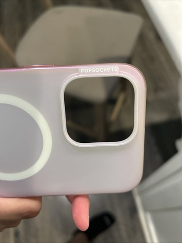 Coque Popsockets blanche opalescente iphone 15 max pro - Photo 6 sur 11