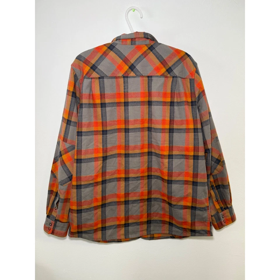 LL Bean Plaid Flannel Wool Blend Snap Button Mens Large Outdoor Hunting Chore - Image 3 of 4