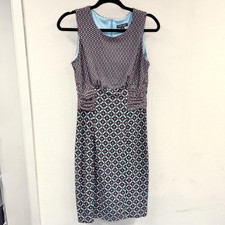 Roz & Ali adorable pink & blue pencil dress with ruching, size 6