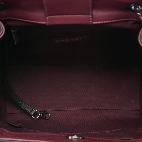CHANEL 2 Way Chain Shoulder Bag Matelasse Drawstring Coco Charm Black x Bordeaux - Picture 8 of 10