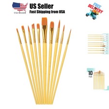 Artist Paint Brushes for Acrylic Painting, 10 pcs, Yellow Ergonomic Wooden Ha...