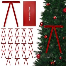 TryLook 24 PCS Velvet Christmas Tree Bows Christmas Wreath Bows,Rustic Red