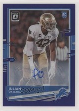 2020 Panini Donruss Optic Rookies Purple Prizm 5/35 Julian Okwara #144 Auto w6g