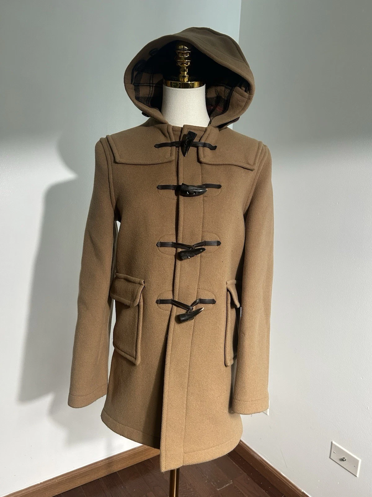 Gloverall Original Collection Camel Duffle Coat Wool Toggle Made England - product detail image 1