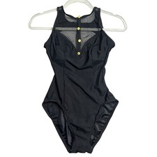 VTG Longitude Size 8T Black High Neck Mesh One Piece Bathing Suit Swimsuit