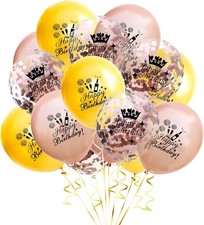 Birthday Balloon Set: Gold, Rose Gold  Clear with confetti for decoration