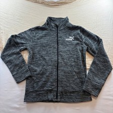 Puma Women's Black Gray Long Sleeve Full Zip Crew Neck Size M