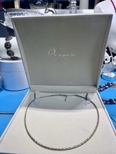Veronese 18 KT Vermeil Silver 18 Inch Sparkle Glitter Necklace In Box W 2” Ex