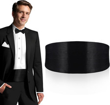 Kummerbund Schwarz Satin Herren Formelle Veranstaltungen Verstellbar
