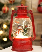 Christmas Decor Christmas Snow Globe Lantern,Snowman Lighted Snow Globes Musi...