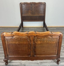 Bed Vintage French Louis XVI Single Bed Frame Oak Carved Headboard LOT 4592
