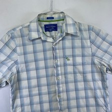 Abercrombie Fitch Mens Shirt Large Muscle Fit Plaid Short Sleeve Button Down