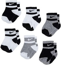 Nike Boy's Ankle Socks 6 pairs, Black nn0663-001 /G white, 2-4T