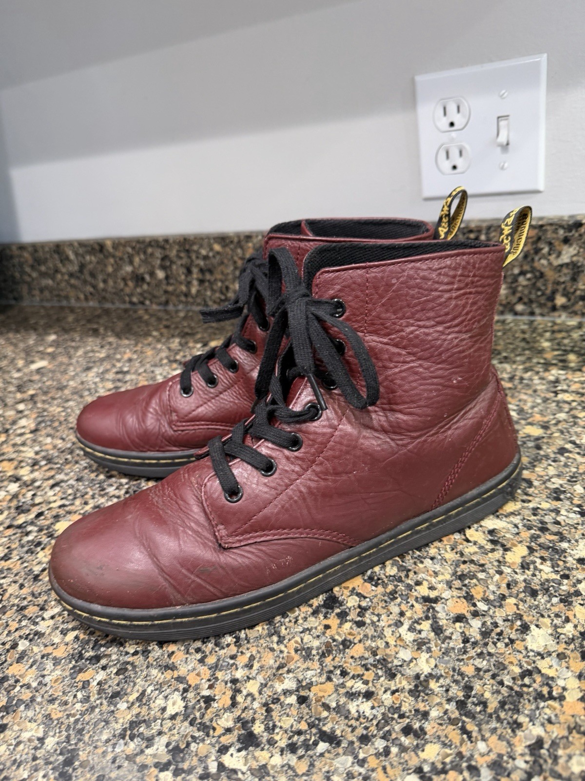 Dr. Martens Leyton Women's Sz 10 Red Leather Casual Ankle Combat Boots Doc