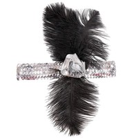 20Er Jahre Haarband Charleston Stirnband Silber-Schwarz Flapper KopfbäNder Damen