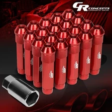 J2 M12 X 1.5 7075 ALUMINUM 25MM OD/90MM 20PCS OPEN END LUG NUT SET W/KEY RED