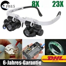 LED Lupenbrille Kopflupe mit Licht Schmucklupe Reparatur Einstellbar 8X 23X