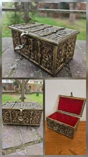 Bronze Reliquary Box 19th Century Gothic Style Jewelry Box Religion Church 