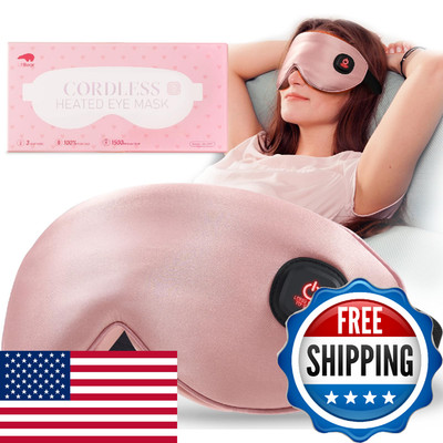 LitBear Heated Eye Mask, Silk Cordless Warm Eye Compress for Dry Eyes, Light Blo