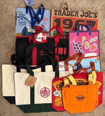 Collector Lot of 10 Different Trader Joe's Tote Bags All New