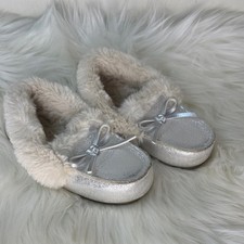 Cat Jack Cozy Medora Moccasin Silver Kids Slippers Toddlers size 10