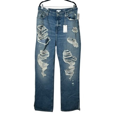 New Good American The Khloe Super High Rise Jeans Womens Tag 14/32 Distressed
