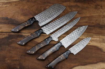 #ad Tools Handmade 5PCS Chief Set Damascus Steel Blade W L Sheath HB 1310 $49.99