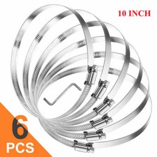 6pcs 10inch Hose Clips 304 Stainless Steel Duct Clamps Worm Gear Hose Clamp Tool