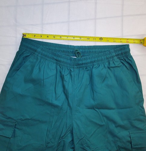 Adidas Size L Nylon Ripstop Cargo Pants Green Baggy Woven Originals Teal Ca8 - Picture 3 of 8