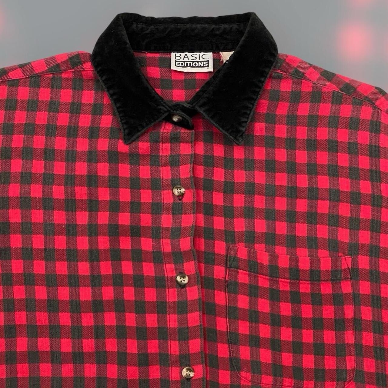 VTG 90s Basic Editions Plaid Button Front Shirt W… - image 3